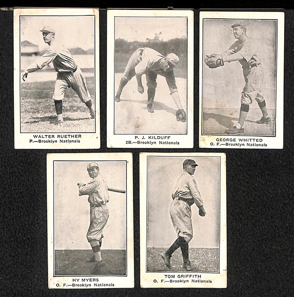 Lot of (5) 1922 E121 American Caramel Cards of Brooklyn Dodgers