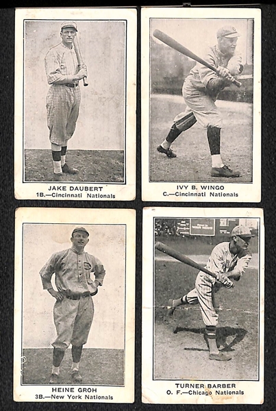 Lot of (4) 1922 E121 American Caramel Cards w. Jake Daubert