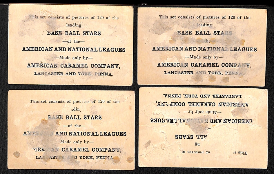 Lot of (4) 1922 E121 American Caramel Cards w. Jake Daubert