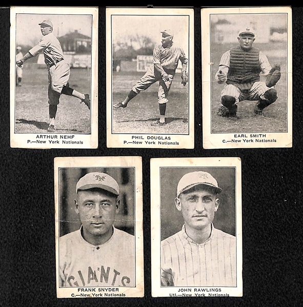 Lot of (5) 1922 E121 American Caramel Cards of New York Giants