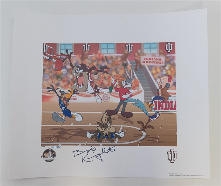 Bobby Knight Signed Looney Tunes Sericel Print 