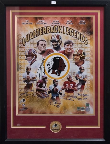 Theismann Rypien Williams SB Champs Autographed Redskins Flat