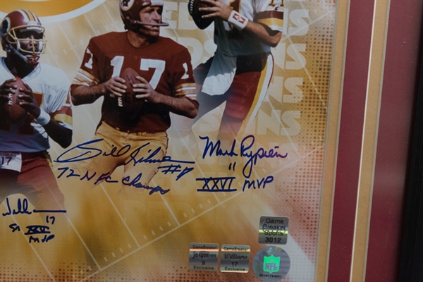 Lot Detail - Washington Redskins QB Legends Signed & Framed Photo Display