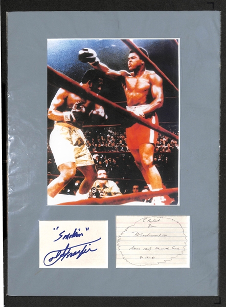 Muhammad Ali & Joe Frazier Cut Autograph Matted Display