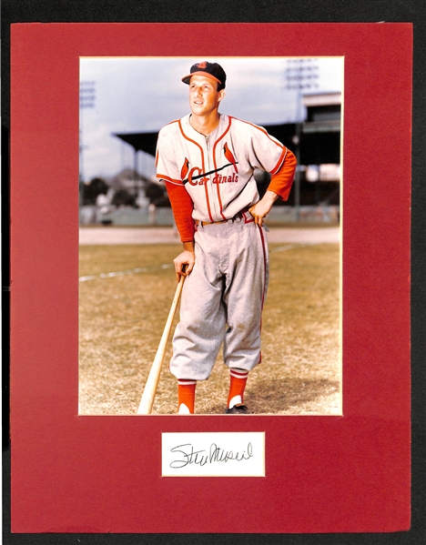 Stan Musial Cut Autograph Matted Display