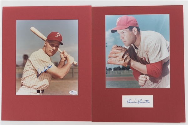 Richie Ashburn (JSA) & Robin Roberts Signed Photo & Cut Displays