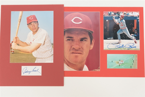 Johnny Bench & Pete Rose Signed Photo & Cut Displays