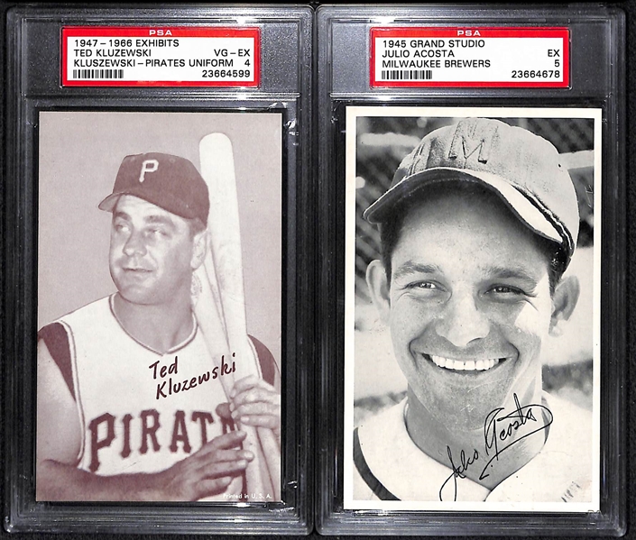 Lot of 7 Assorted PSA Graded Exhibit & Goudey Premium Cards w. Doby