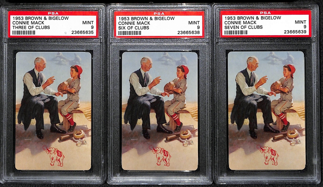 Lot of (11) 1953 Brown & Bigelow Cards of Connie Mack PSA 8's & 9's