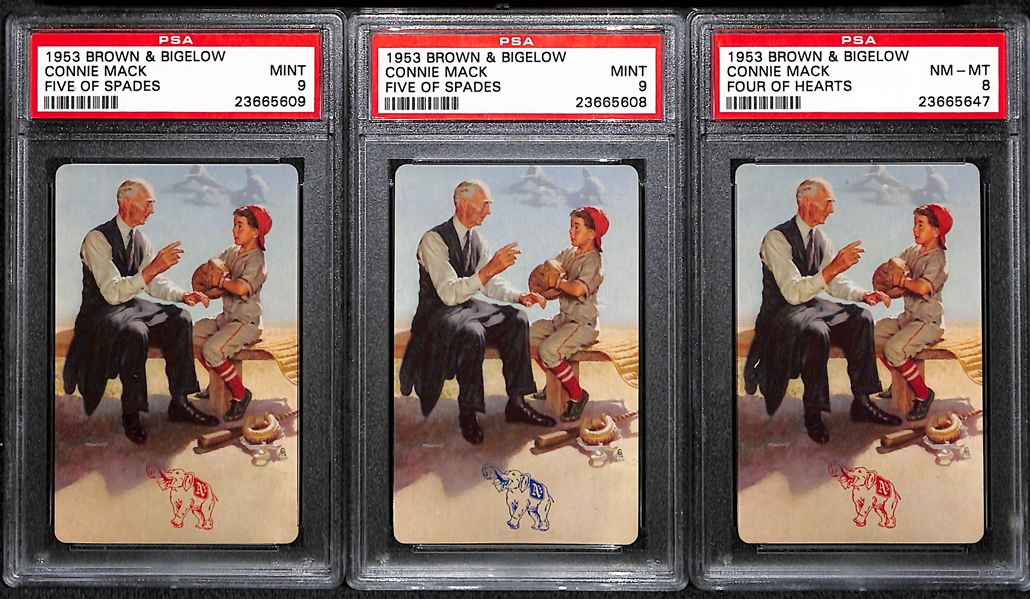 Lot of (11) 1953 Brown & Bigelow Cards of Connie Mack PSA 8's & 9's