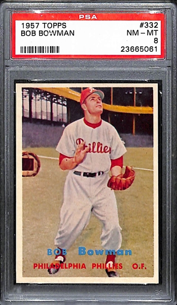 1957 Topps #332 Bob Bowman PSA 8