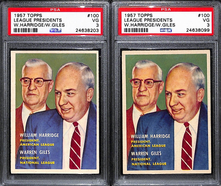 Lot of (8) 1957 Topps Cards PSA Graded w. Slaughter