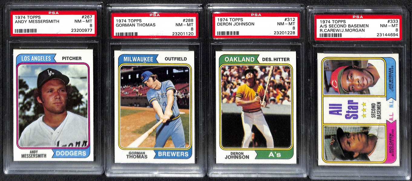 Lot of (27) 1974 Topps PSA Grade 8 Cards w. Rollie Fingers