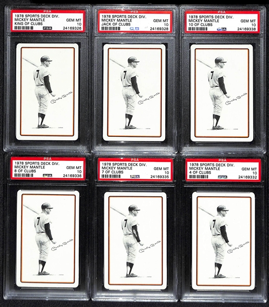 Lot of (6) 1978 Sports Deck Mickey Mantle PSA 10 Cards