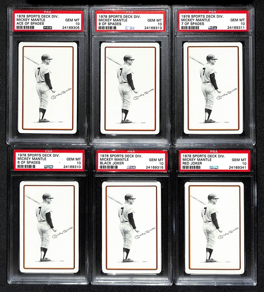 Lot of (6) 1978 Sports Deck Mickey Mantle PSA 10 Cards