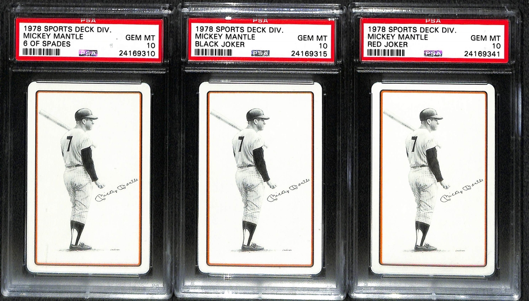 Lot of (6) 1978 Sports Deck Mickey Mantle PSA 10 Cards