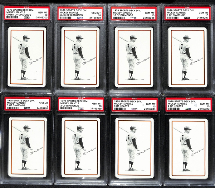 Lot of (8) 1978 Sports Deck Mickey Mantle PSA 10 Cards