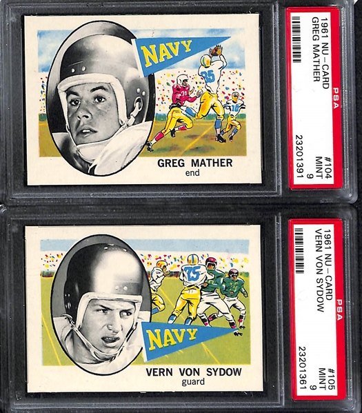 Lot of (10) 1961 Nu-Card Football PSA Grade 9 Cards w. Roy Winston