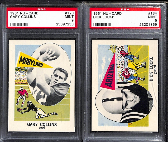 Lot of (9) 1961 Nu-Card Football PSA Grade 9 Cards w. Gary Collins