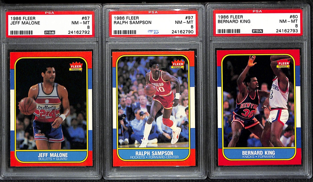 Lot of (9) 1986 Fleer PSA Graded Cards w. Sam Perkins