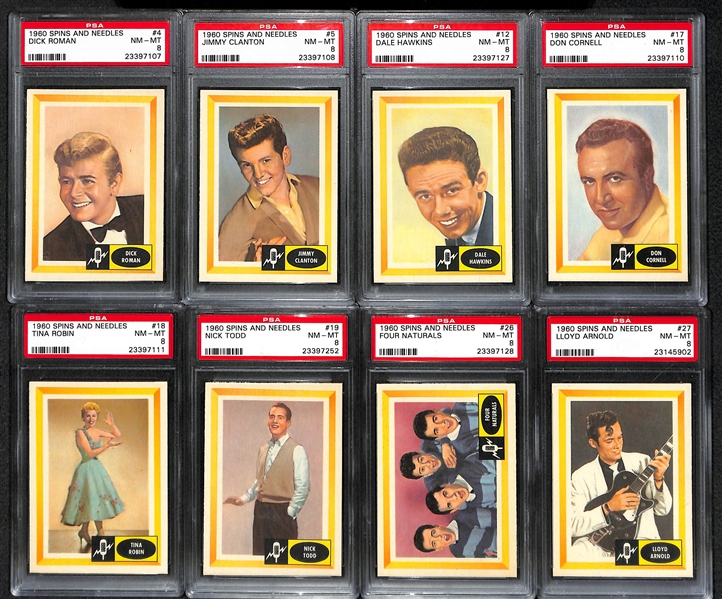 Lot of (8) 1960 Spins & Needles Non-Sport - All PSA Grade 8 