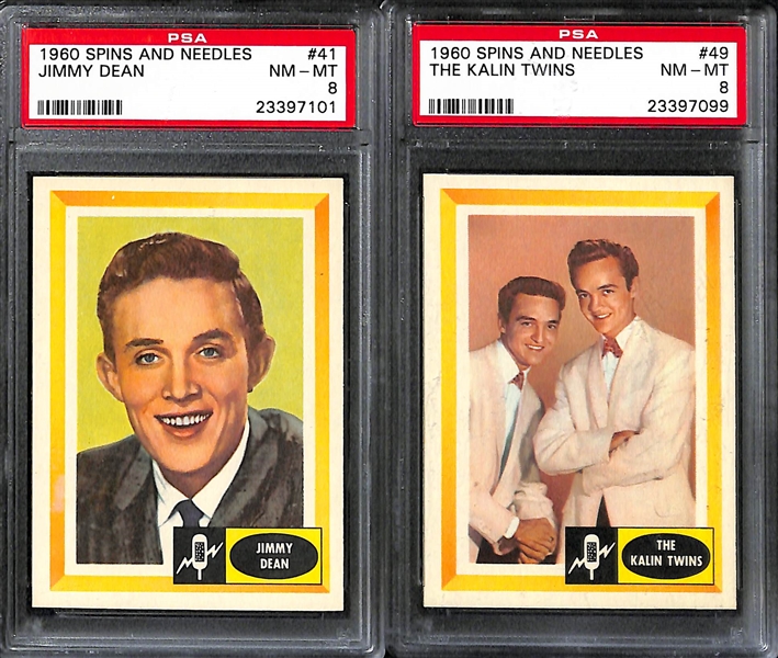 Lot of (8) 1960 Spins & Needles Non-Sport PSA 8 Graded Cards