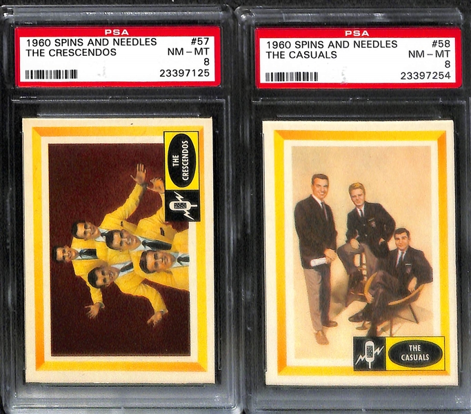 Lot of (8) 1960 Spins & Needles Non-Sport PSA 8 Graded Cards