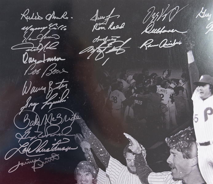 1980 World Series Champions Philadelphia Phillies 16 x 20 Signed Poster Photo - Leaf COA