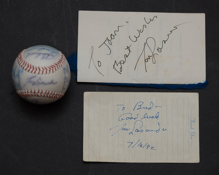 1981 Los Angeles Dodgers Team Signed Baseball and Two Tommy Lasorda Signed Cuts