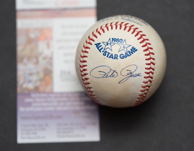 Pete Rose & Signed 1980 All-Star Rawlings Baseball - JSA