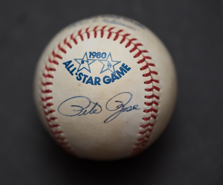 Pete Rose & Signed 1980 All-Star Rawlings Baseball - JSA