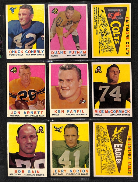 1959 Topps Football Partial Set (Frank Gifford)