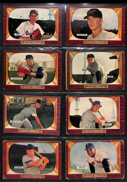 Lot of (48) 1955 Bowman Baseball Cards with Willie Mays