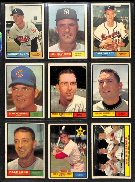 Lot of (72) 1961 Topps Baseball Cards with Eddie Mathews 