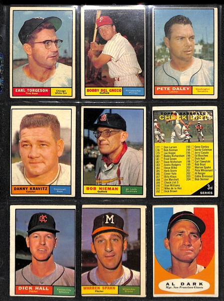 Lot of (72) 1961 Topps Baseball Cards with Eddie Mathews 