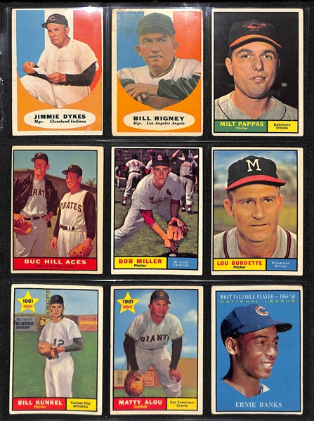 Lot of (72) 1961 Topps Baseball Cards with Eddie Mathews 