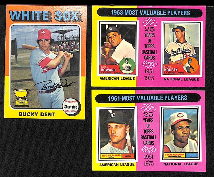 Lot of 245 Assorted 1975 Topps Baseball Cards