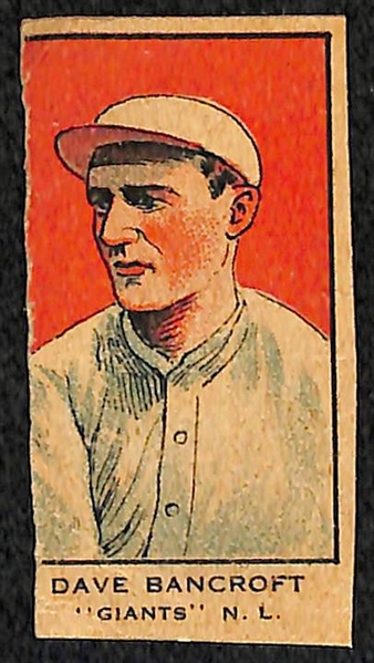 Four HOFers 1920's Strip Cards (two Baker, Bancroft, Barnes)