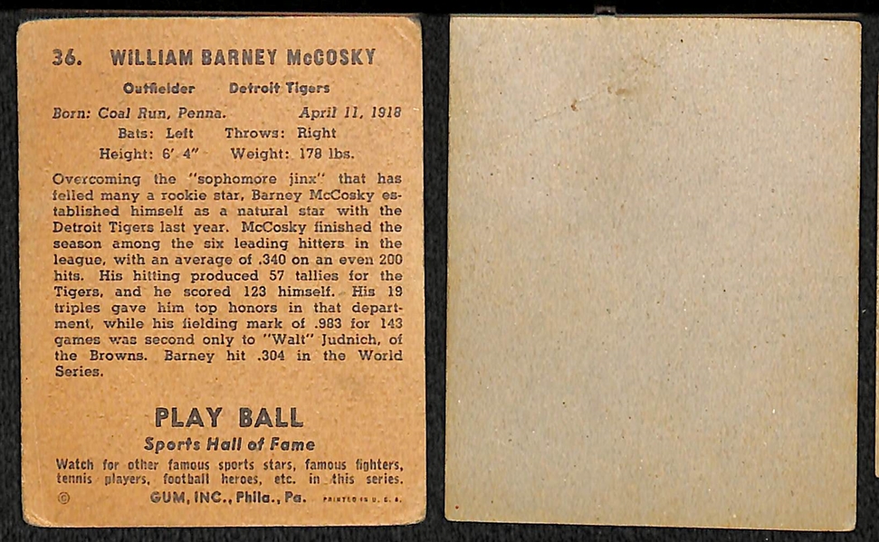 Lot of Three: (1) 1941 Playball Card, (2) 1941 Double Play Cards