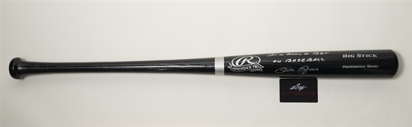 Pete Rose Signed Rawlings Black Baseball Bat - Leaf