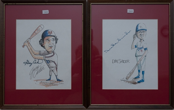 Lot of 2 Lithographs Signed by Duke Snider and Gary Carter