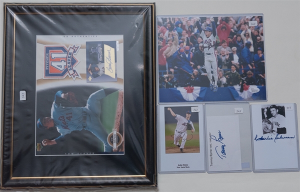 Lot of 5 Mets/Yankees Signed Items w. Tom Seaver