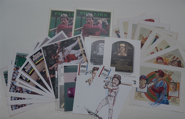 Lot of 24 Philadelphia Phillies 8x10 Photo Inserts w. Some Auto's Including Mike Schmidt 