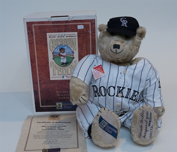 1993 Colorado Rockies Inaugural Year Cooperstown Teddy Bear