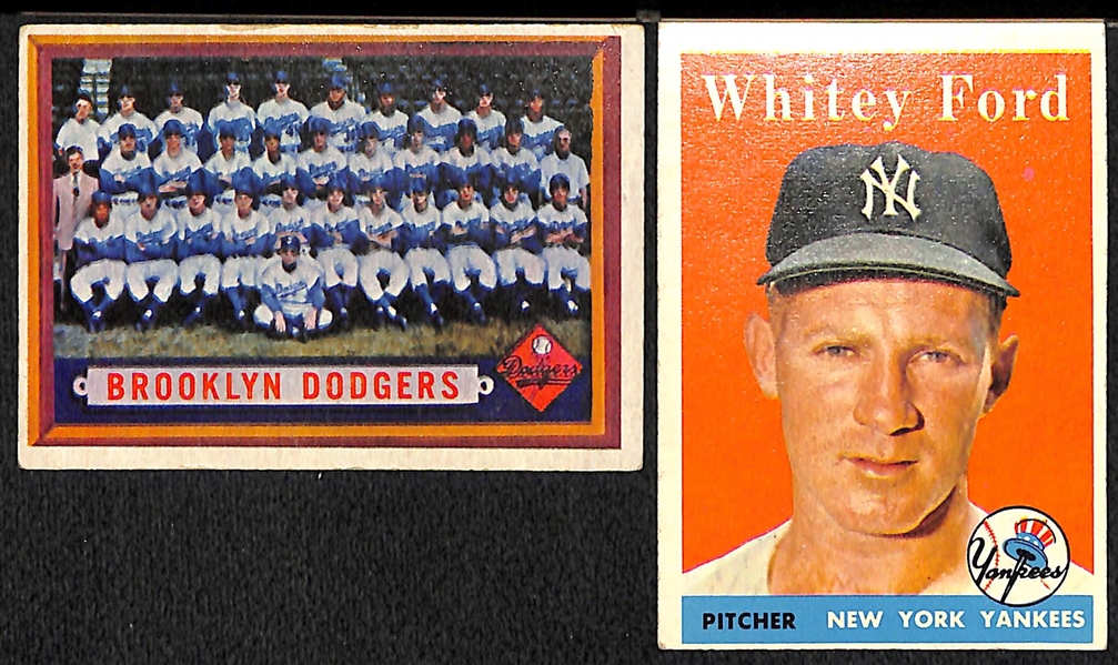 Lot of 5 Topps Cards - (1) 1957 Dodgers Team Card and (4) 1958 Cards