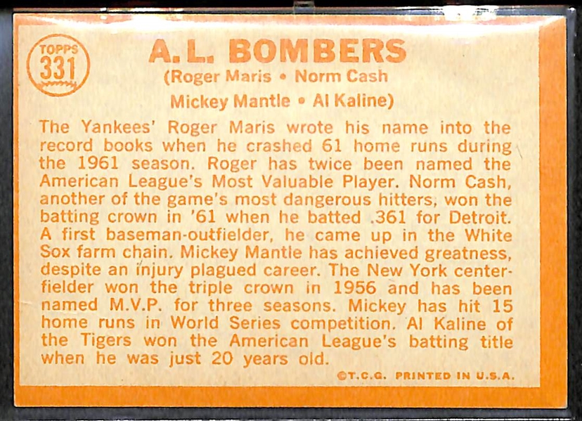 1964 Topps #331 A.L. Bombers Card