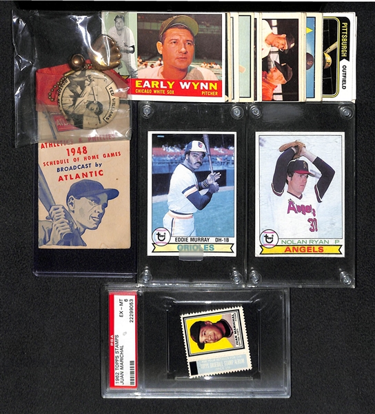 Vintage Topps Baseball Card Lot w. Ted Williams Pin