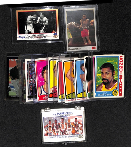 Lot of Basketball and Boxing Cards w. Jake LaMotta Autograph Card