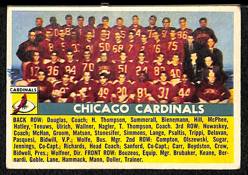 1956 Topps Football #22 Chicago Cardinals Team Card