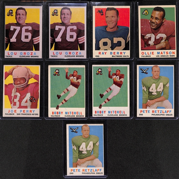 Lot of 80 Assorted 1959 Topps Football Cards w. Joe Perry